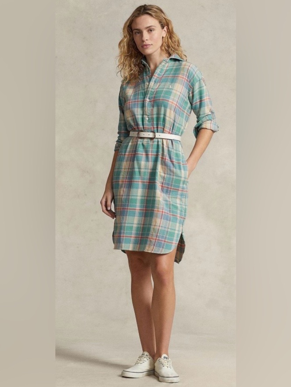 Polo by Ralph Lauren Plaid Shirt Dress - Green and Pink Size 2